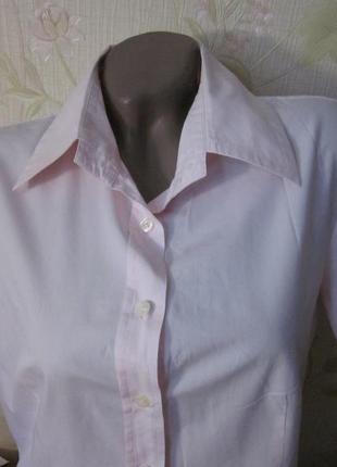 Хлопковая рубашка с коротким рукавом нежно-розовая benetton2 фото
