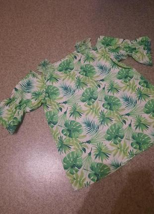 Кофта рубашка тропические листья 50 -52 размер2 фото