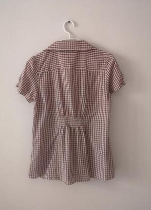Натуральная блуза, рубашка, блузка, f&f, хлопок, кэжуал, в клетку,4 фото
