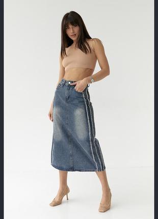 ✨ джинсовая юбка-миди с разрезом сзади