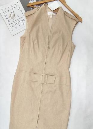 Бежевое платье  на молнии шерсть ламы золотая фурнитура