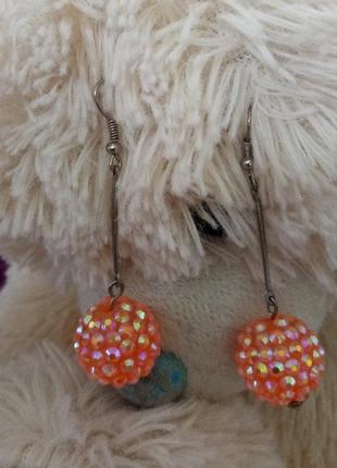 Сережки кульки,ніжного персикового кольору1 фото