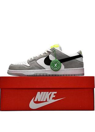 Мужские кроссовки nike sb dunk low pro l.gray white black