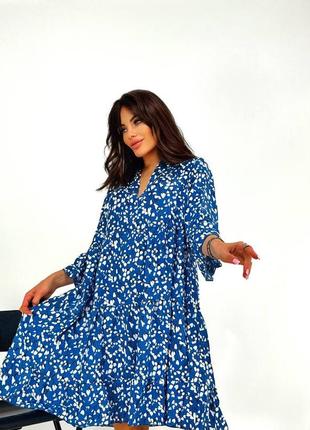 Женское платье свободного кроя с цветочным принтом  большие размеры (батал)10 фото