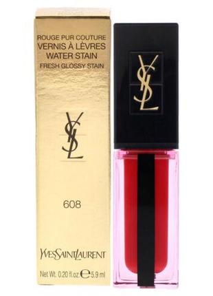 Блиск тінт для губ yves saint laurent vernis a levres water stain fresh glossy stain 608 flot de fuc2 фото