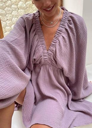 Легкое женское платье натуральный муслин ☁️2 фото
