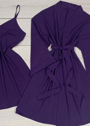 Вибір кольору комплект жіночий халат і пеньюар без мережива, софт однотоний6 фото