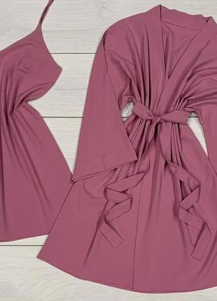 Вибір кольору комплект жіночий халат і пеньюар без мережива, софт однотоний5 фото
