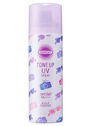 Солнцезащитный спрей spf 50+/pa++++, 80 ml, kose cosmeport suncut tone up uv spray, 80 g