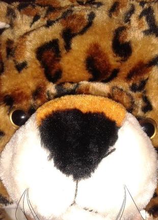 Шапка плюшевая леопард праздничная взрослая зимняя теплая2 фото