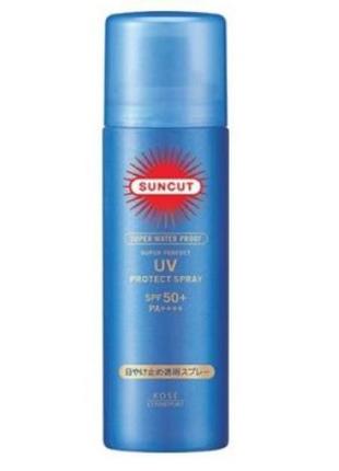 Водостійкий сонцезахисний спрей kose suncut uv protect spray super waterproof spf50 pa++++, 90 g