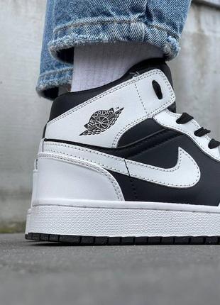 Nike air jordan 1 retro mid ‘tuxedo’ (шкіра)10 фото