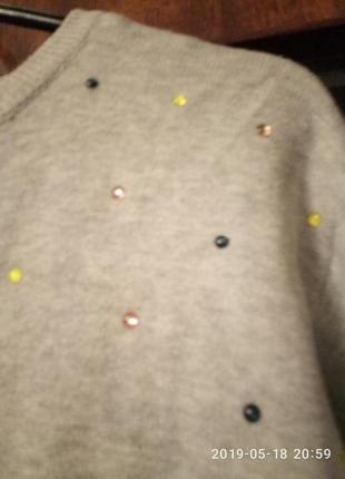 Нежный модный джемпер пуловер свитер с нарядными паетками3 фото