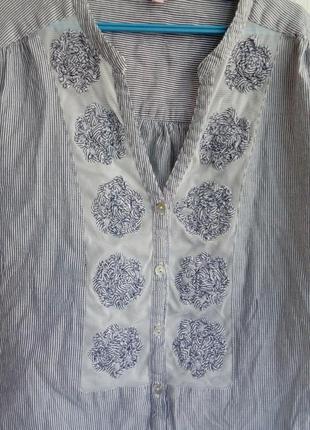 Легкая блузка летняя рубашка в мелкую полоску в офис в морском стиле xl/504 фото