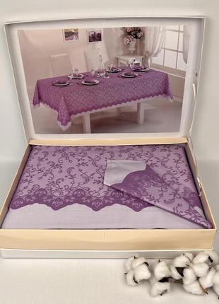Скатерть set maison d'or 160х270+150x260+8psc plain&lace:331 des. purple