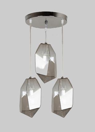 Серебряная люстра с графитовыми плафонами 916-03-3 bk