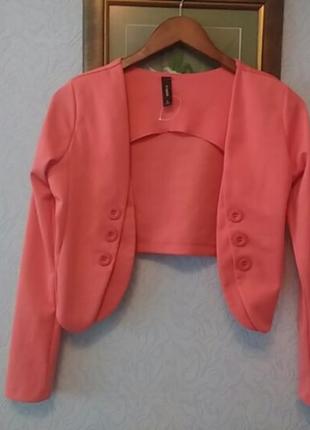 Жакет болеро трикотаж персикового кольору