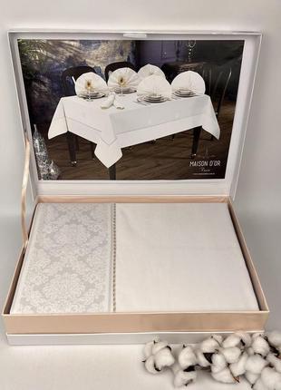 Скатерть set maison d'or magnole damasque 155х270+8psc white