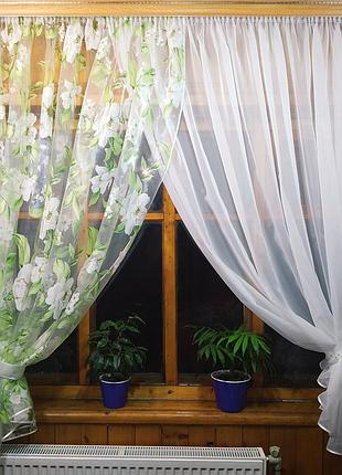 Занавеска кухонная короткая вероника сиреневый айвори вензель