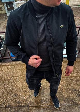 Брендова чоловіча куртка-вітровка/якісна вітровка lacoste  в чорному кольорі на кожен день2 фото