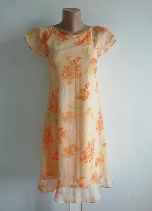 👑ніжне персикове плаття міді в квітковий принт 👑 пастельна плаття з оборками