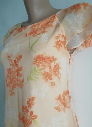 👑нежное персиковое платье миди в цветочный принт 👑 пастельное платье с оборками4 фото