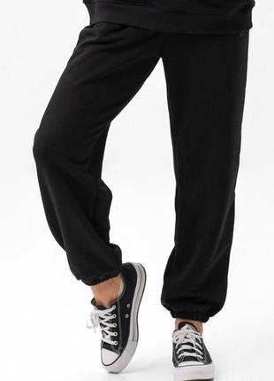Штаны спортивные женские хлопковые из турецкой ткани джоггеры оверсайс черные original brand