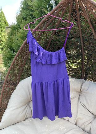 Женский, красивый сарафан-платье, размер s. жіноча сукня, фіолетова, через одну плече4 фото