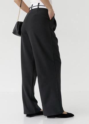 Классические прямые брюки с асимметричным поясом3 фото