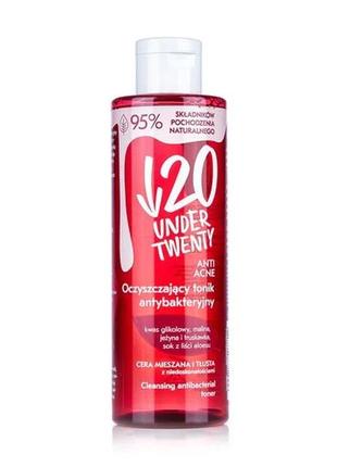 Очищающий тоник для лица under twenty anti acne! active detoxifying tonic антибактериальный, 200 мл