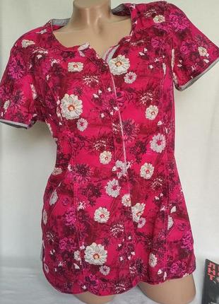 Найтонша яскрава сорочка в квітковий принт з коротким рукавом р. s / м, від cecil