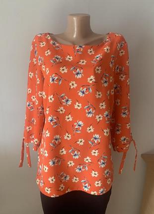 Обалденная брендовая оранжевая блузка, батал