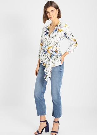 Блуза (блузка) на запах с цветным принтом warehouse