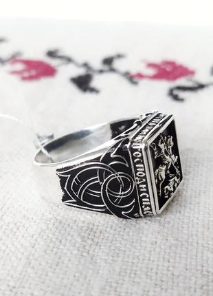 Серебряное мужское кольцо печатка георгий победоносец 21 р, 12.63 грамм3 фото