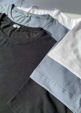 Мужские качественные однотонные футболки, футболка хлопок, базовые футболки2 фото