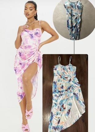 Мега стильна сукня асиметрія корсет принт тай дай батал