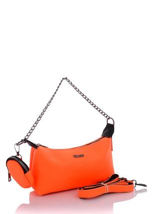 Женская сумка с кошельком оранжевая5 фото