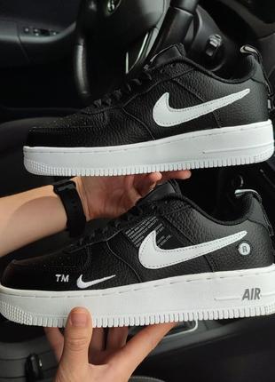 🔥чоловічі кросівки nike air force 1 black/white чорні з білим🔥4 фото