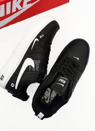 🔥чоловічі кросівки nike air force 1 black/white чорні з білим🔥5 фото