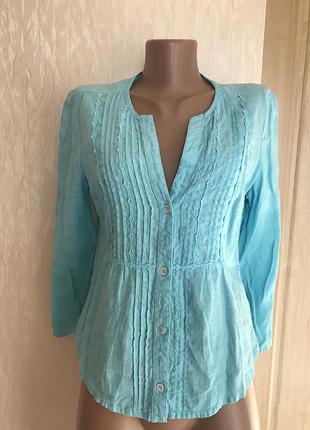 Фирменная натуральная лен блуза 10 размера