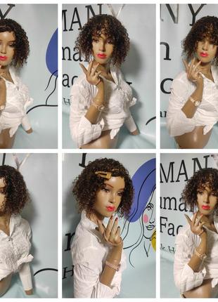 Натуральный парик кудри коричневый завивка 4/30