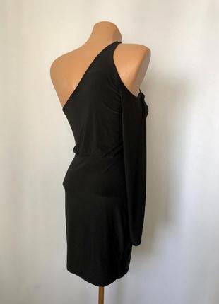 Missguided черное асимметричное платье по фигуре вырез один рукав декоративное кольцо plt4 фото