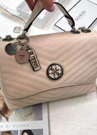 Женская сумка guess FLAT пудровая