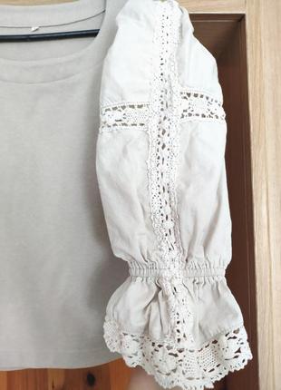 Блузка, блуза, рубашка хлопковая с пышными длинными рукавами фонарики, в этническом стиле.2 фото