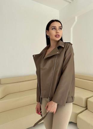 Модна жіноча шкіряна куртка косуха оверсайз з екошкіри найвищої якості7 фото
