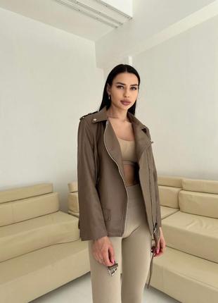 Модна жіноча шкіряна куртка косуха оверсайз з екошкіри найвищої якості8 фото