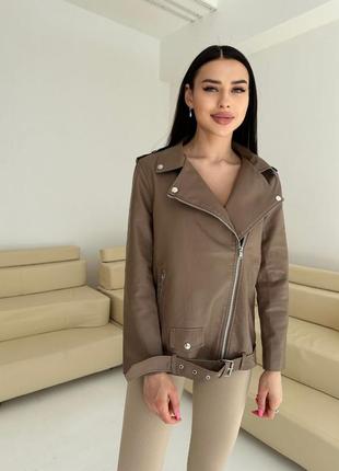 Модна жіноча шкіряна куртка косуха оверсайз з екошкіри найвищої якості1 фото