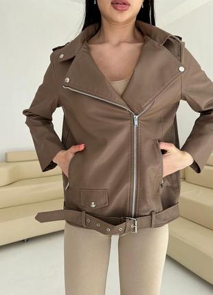 Модна жіноча шкіряна куртка косуха оверсайз з екошкіри найвищої якості5 фото