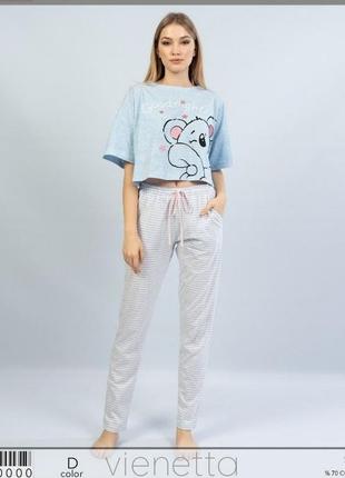 Женская пижама футболка и штаны vienetta турция хлопок размер с-хл1 фото