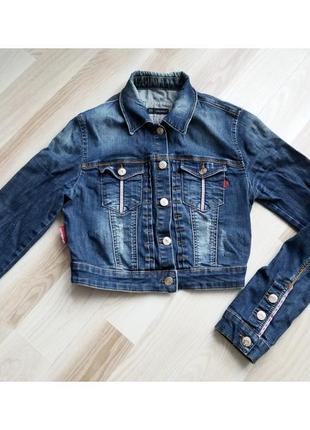 Укорочена джинсова куртка dsquared жіноча джинсова сорочка коротка синя джинсова куртка жіноча